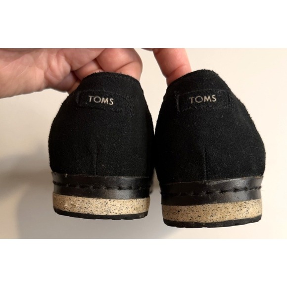 Toms Womens Black Suede Slip On Shoes Size 9.5 Platform Cushioned Casual Classic - Picture 8 of 10